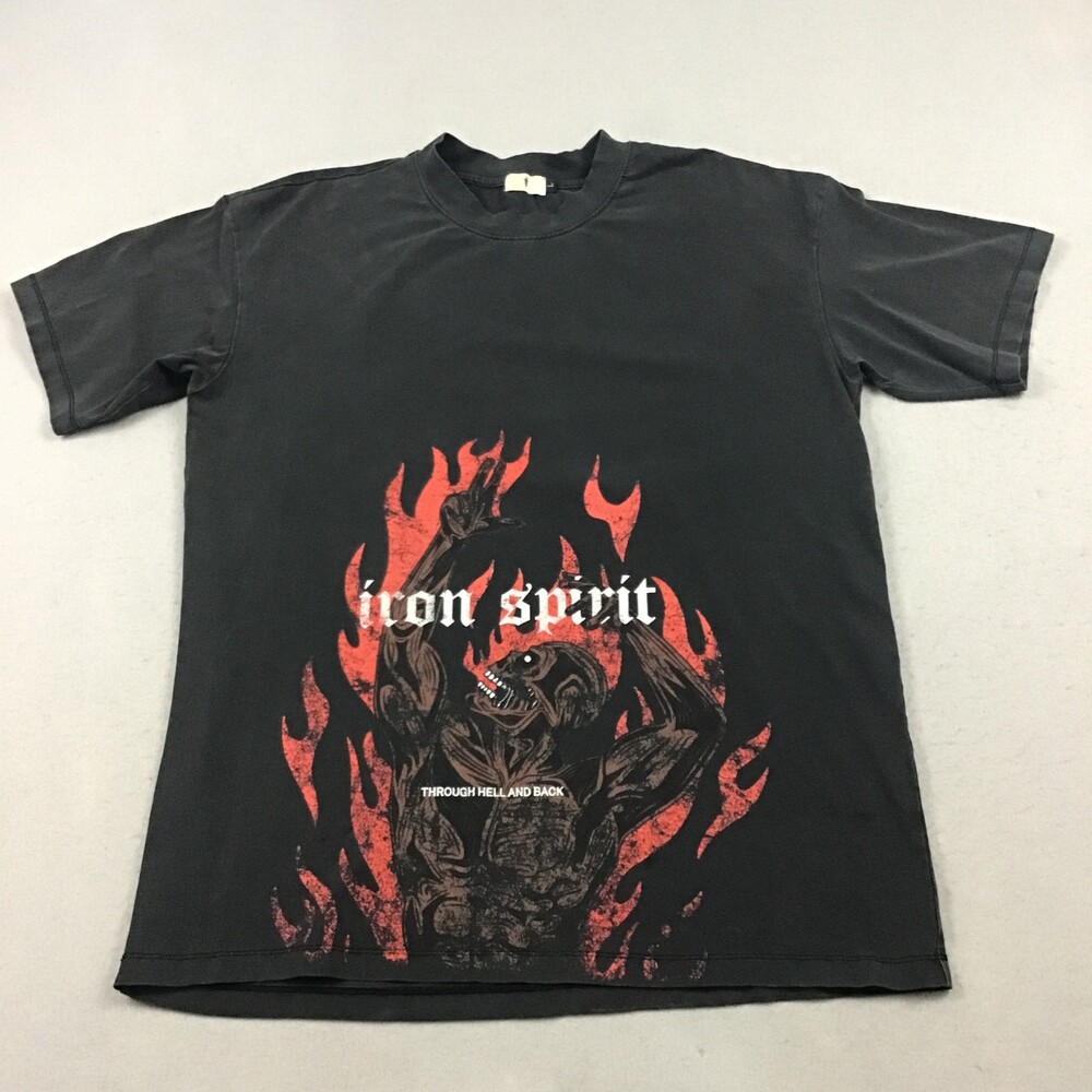 Dagger Shirt Men Large Black Graphic Iron Spirit Through Hell And Back Tee L